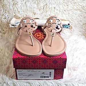 Tory Burch Miller Leather Sandals - Size 7 - Light makeup color